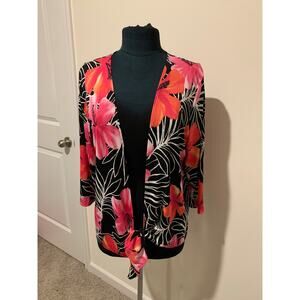 EasyWear by Chicos Floral Cardigan Slinky No Wrinkle  Womens Size Chicos 2